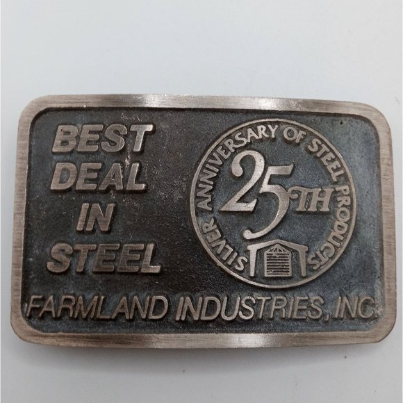 Farmland Industries Belt Buckle Distressed 25th Anniversary Western Cowboy - Picture 5 of 10